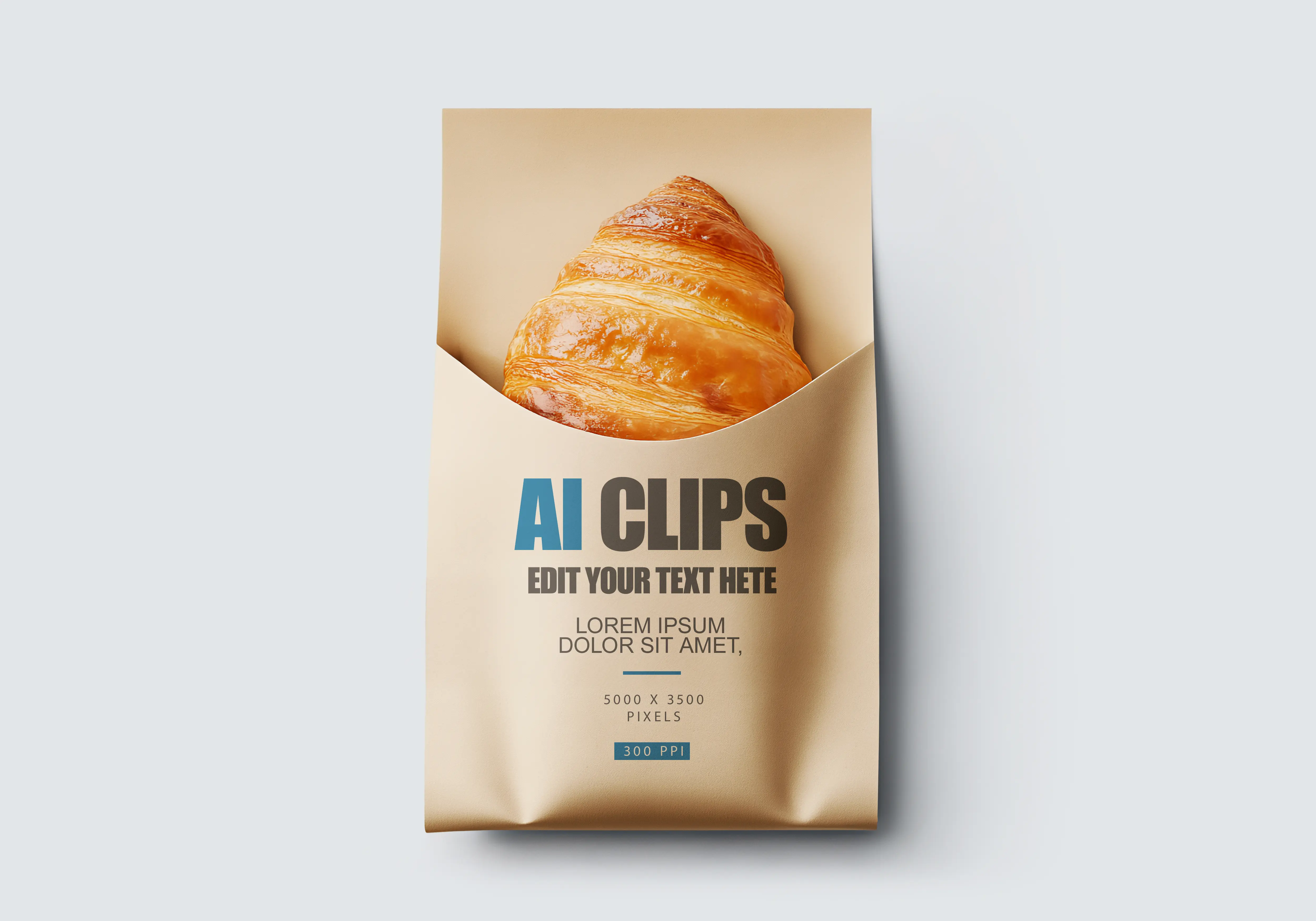 Stylish Croissant Packaging Photoshop Template Design
