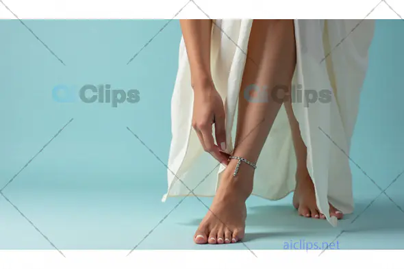 Elegant Anklet on Woman's Foot in Minimalist Fashion Shoot