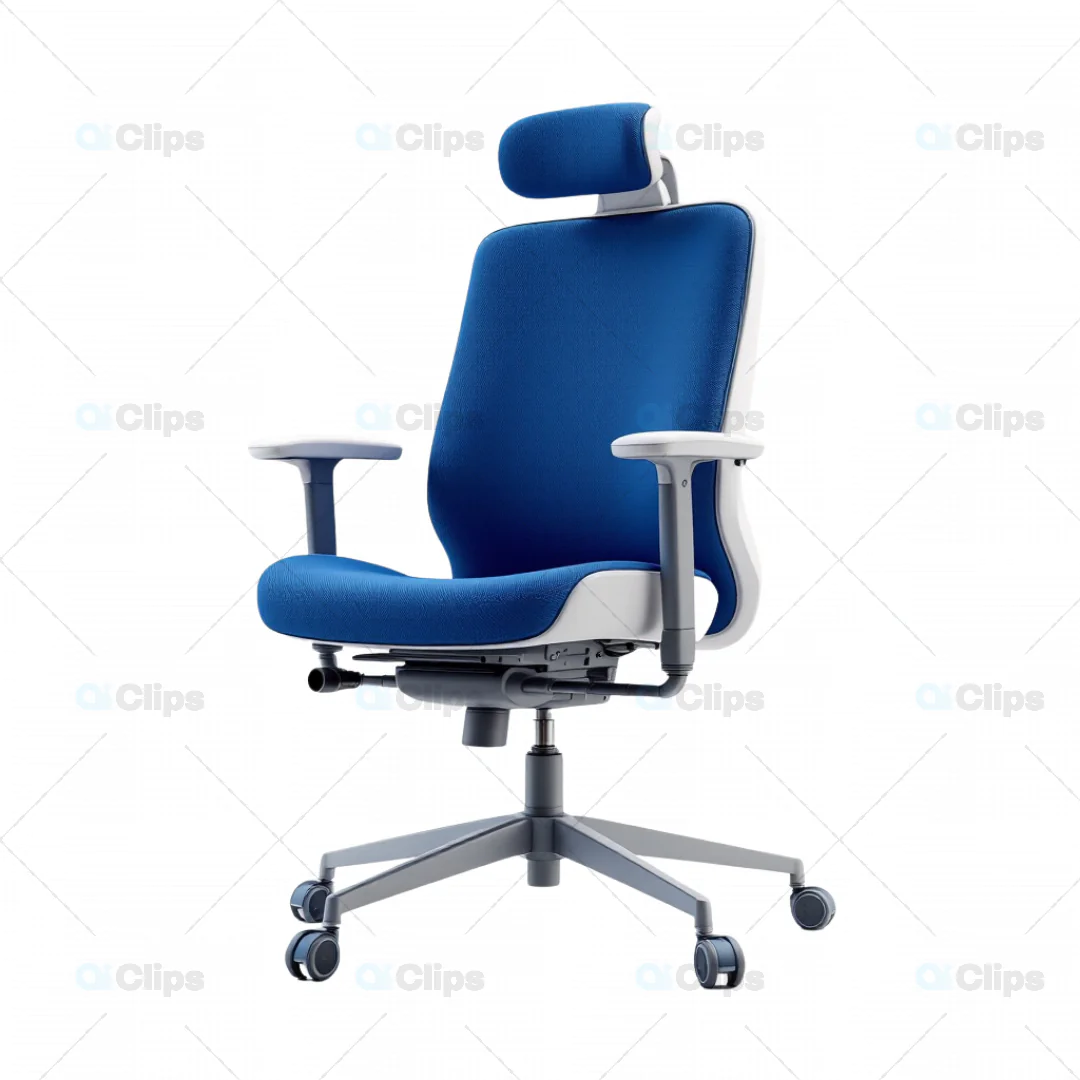 Modern Blue Ergonomic Office Chair 3D Model with Headrest