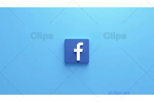 Square 3D Facebook Logo on Minimalist Blue Background