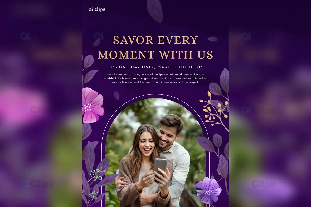 Modern Pre-Wedding Invitation PSD Template