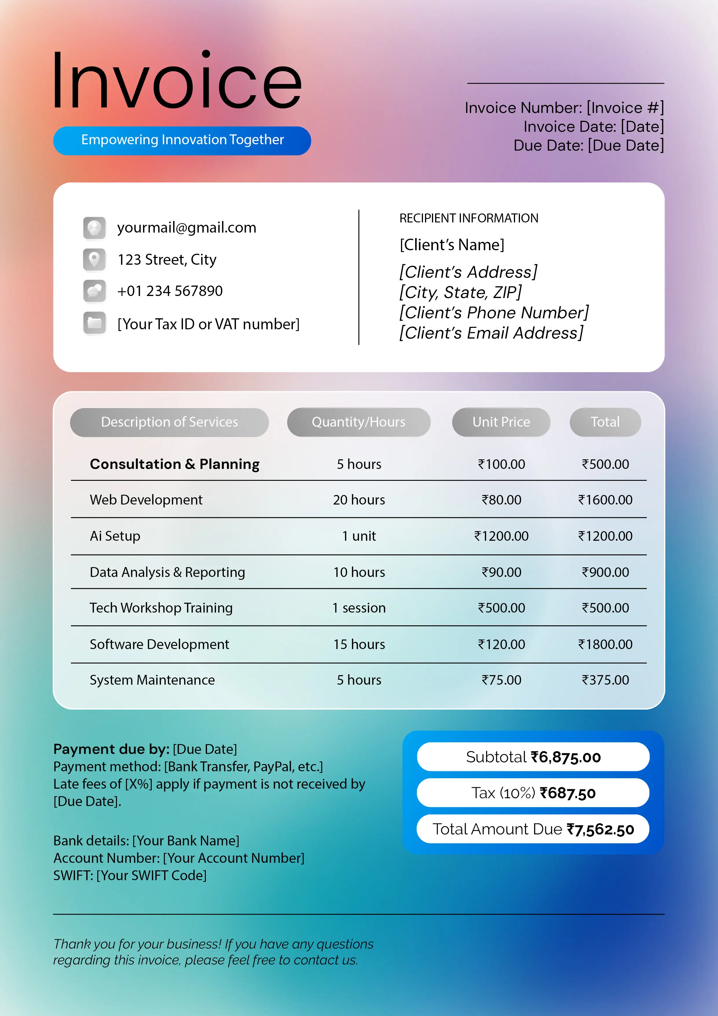 Modern Tech Services Invoice Template