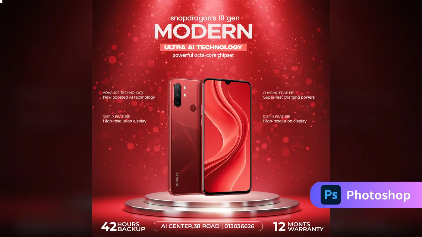 Modern Phone Design Photoshop Template for Creatives