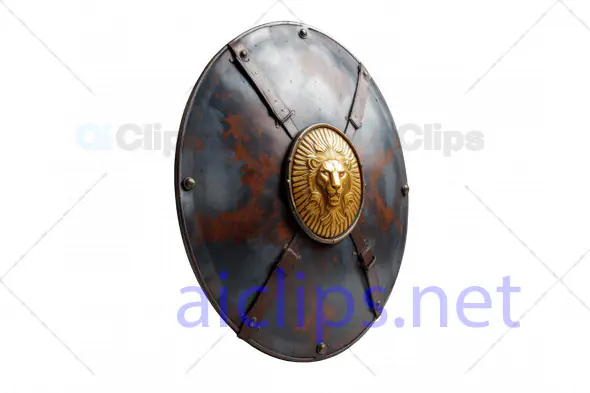 Medieval Lion Emblem Round Shield 3D Model