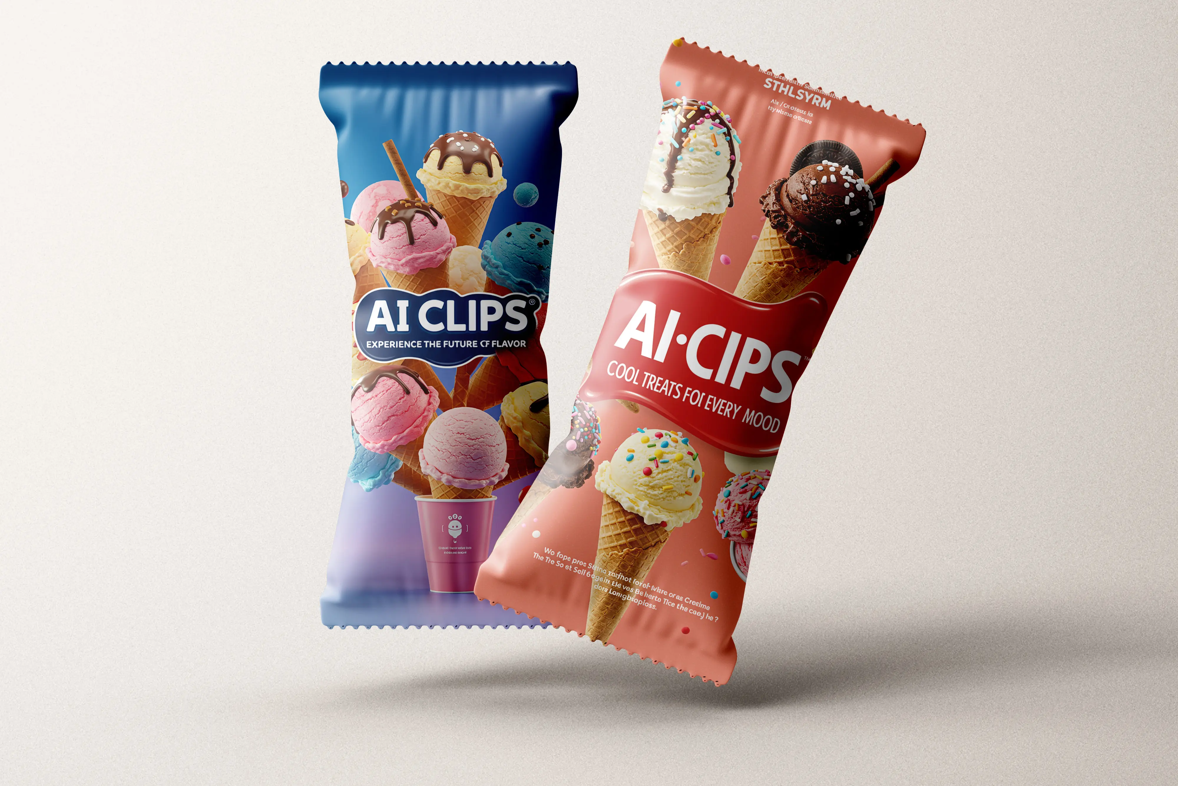 Ice Cream Cone Packaging Pouch Mockup