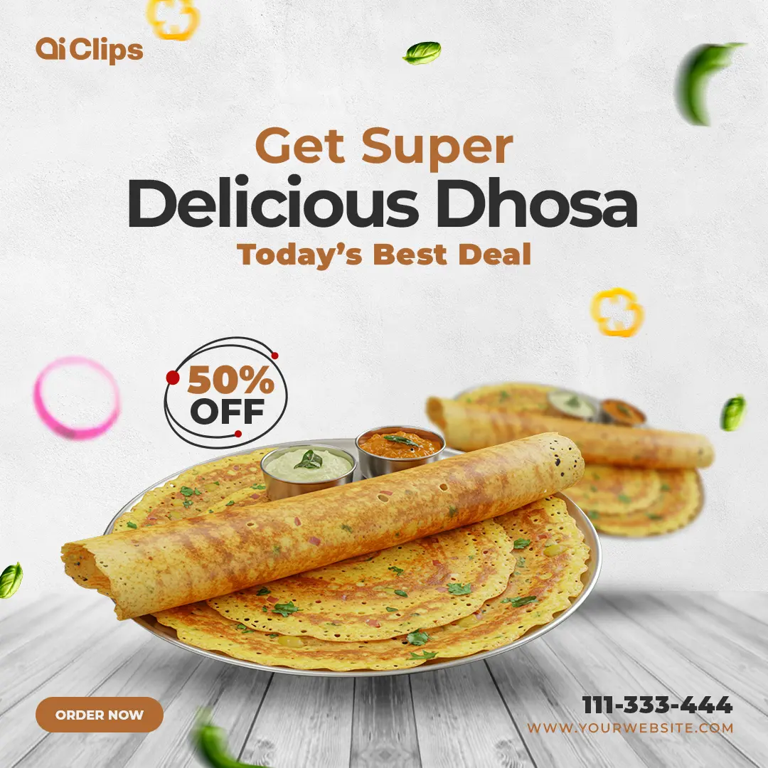 Professional Photoshop Template for Delicious Dosa Ads