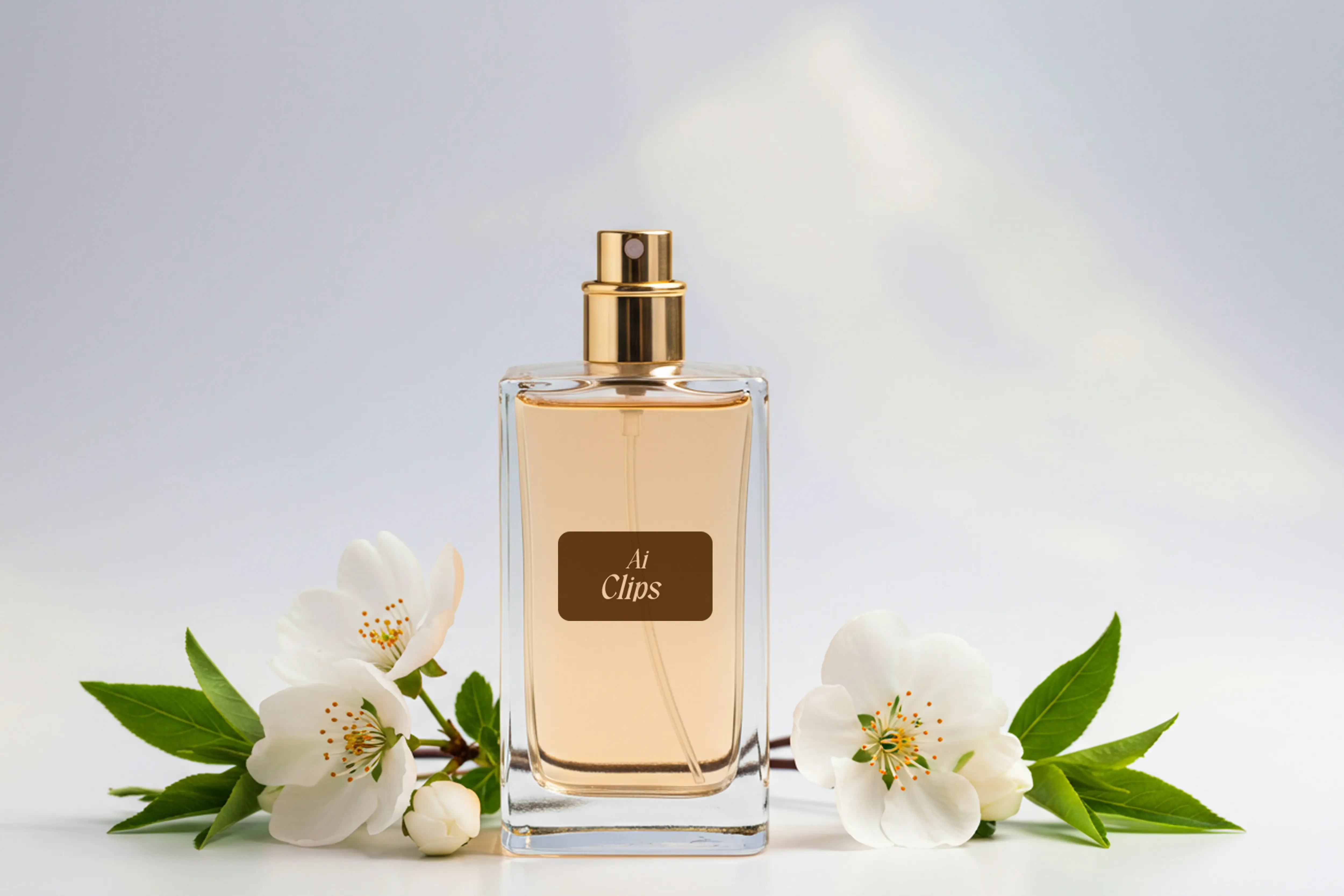 Perfume Bottle with Blossom Mockup