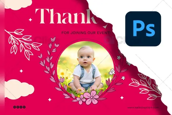 Thank You Card PSD Template for Baby Events