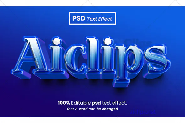 Glossy Blue 3D Text Effect PSD