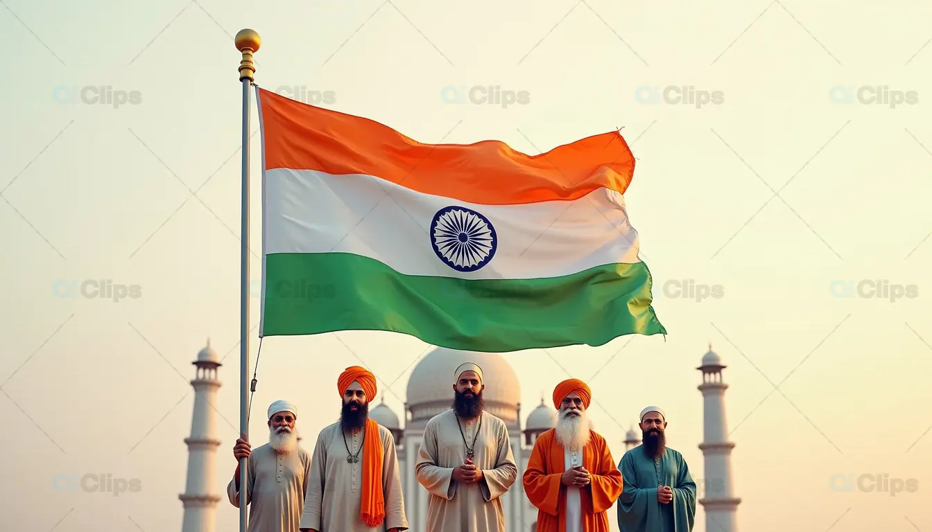 Sikh Community Celebrating Under the Indian Flag