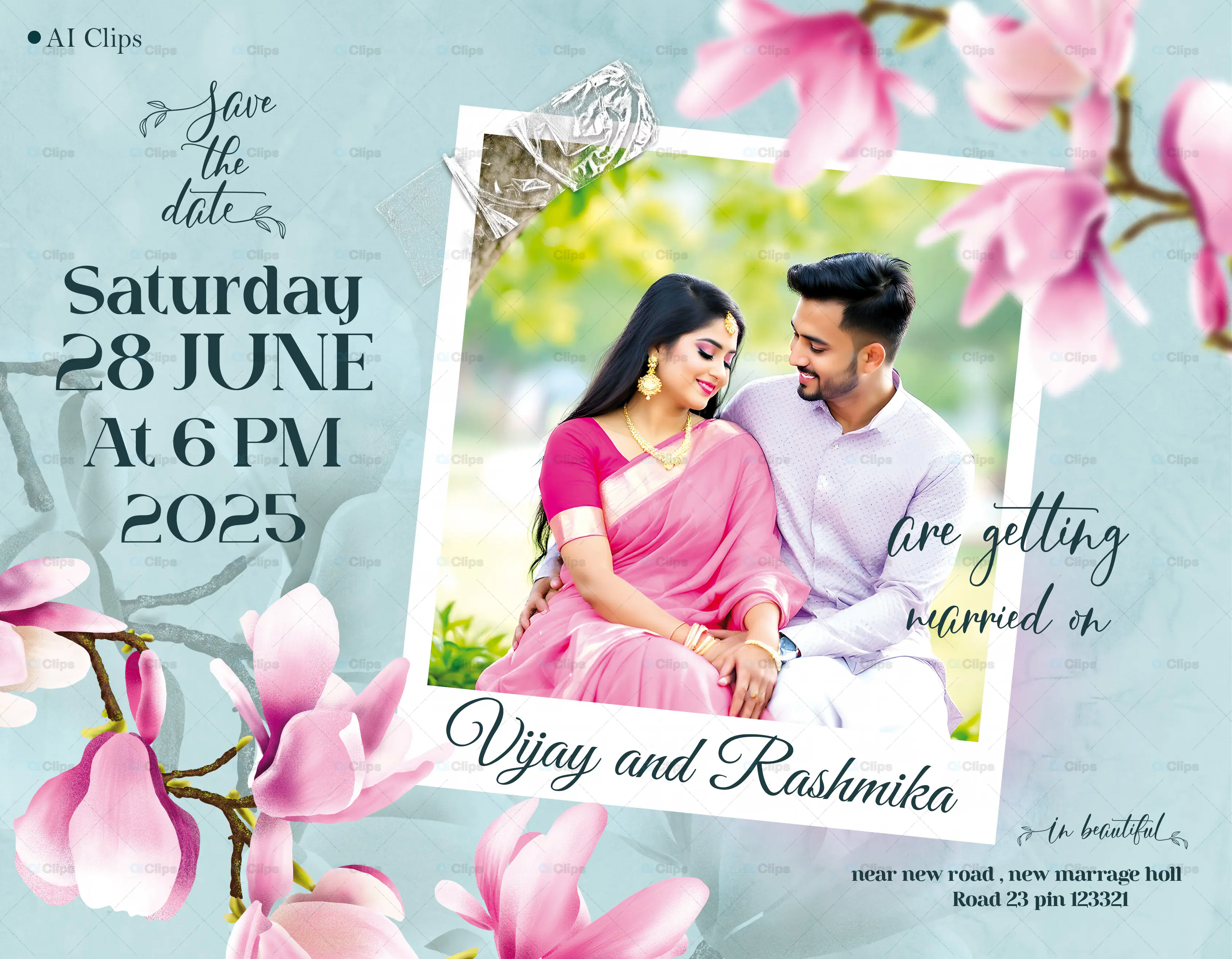 Floral Wedding Save the Date Template