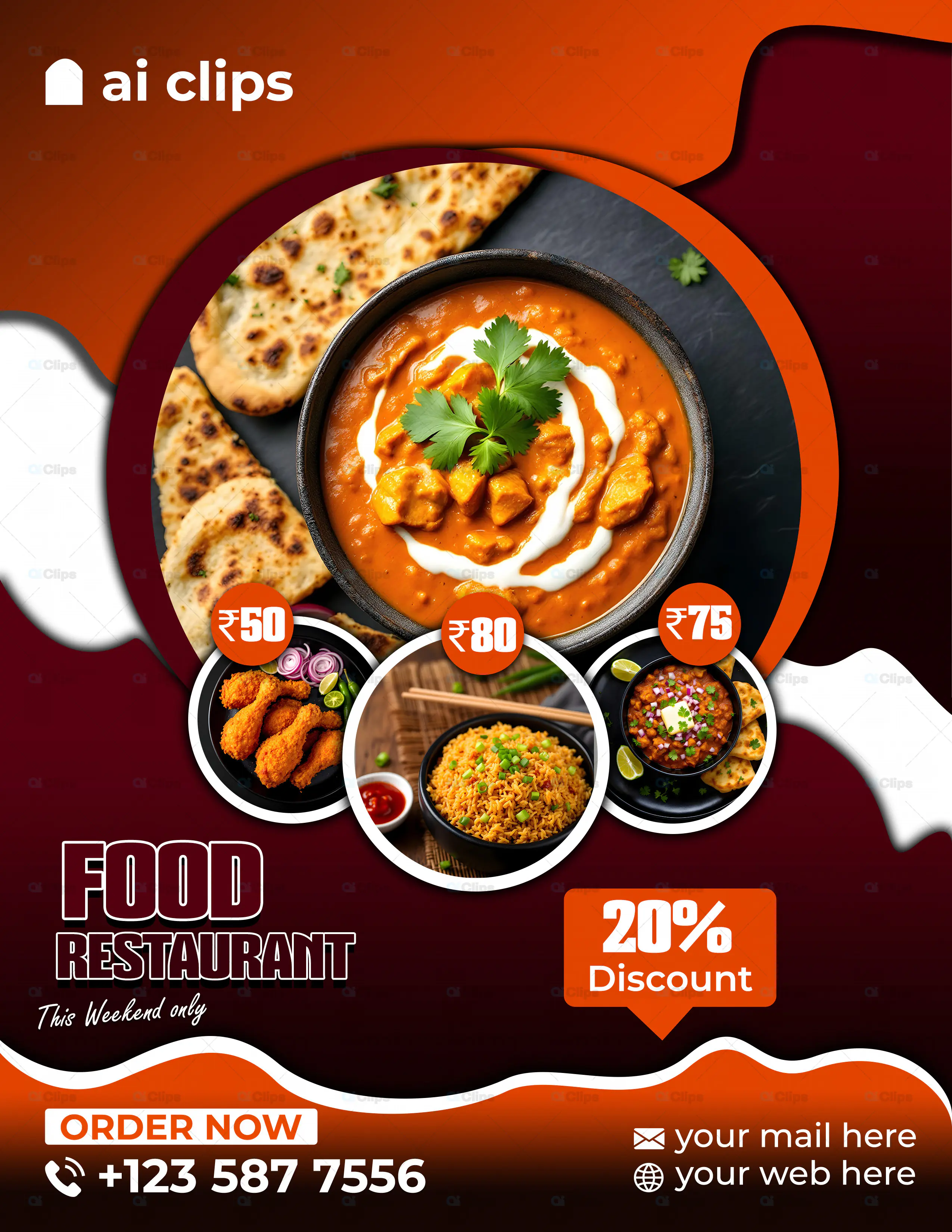 Restaurant Weekend Discount Banner PSD Template