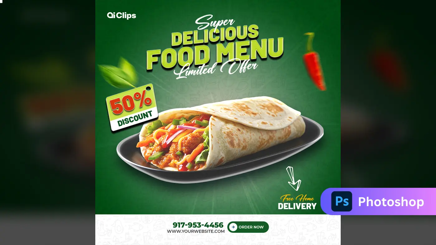 Food Menu Promotion PSD Template – Restaurant Discount Flyer Design