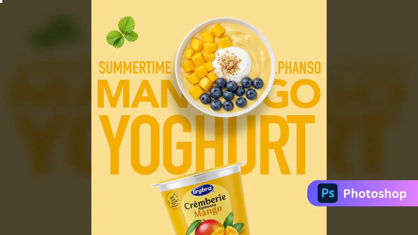 Enhanced Summertime Mango Yogurt Ad Template