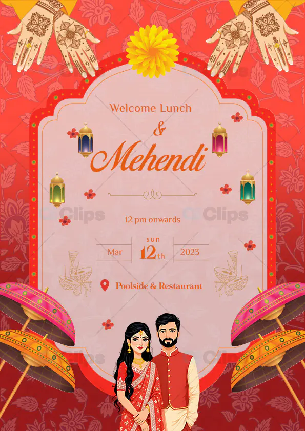 Mehendi Invitation Card PSD Template