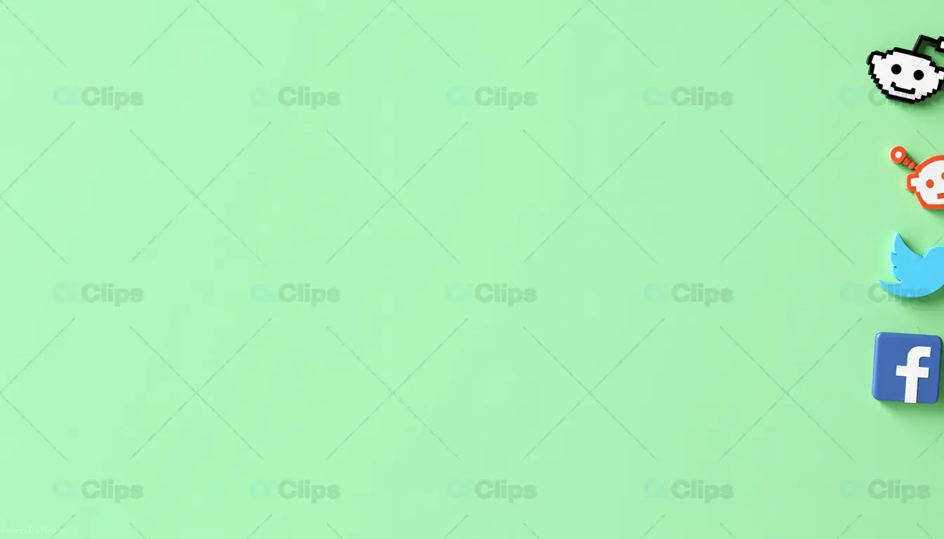 Minimalistic Social Media Icons on Green Background