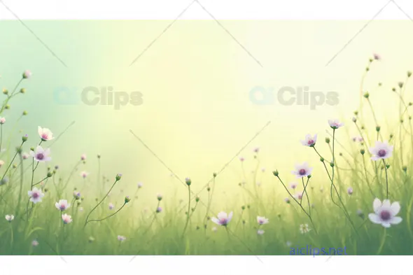 Serene Spring Meadow with Blossoming Flowers