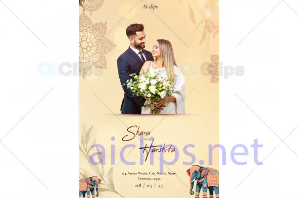 Indian Wedding Invitation PSD Template