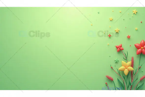 3D Floral Design on Minimal Green Background