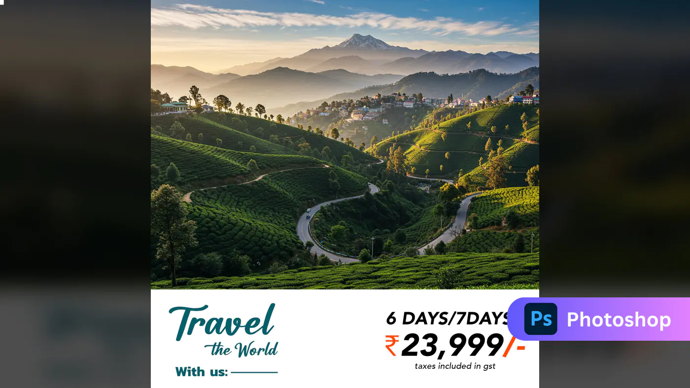 Mountain Tea Plantation Travel Ad Template