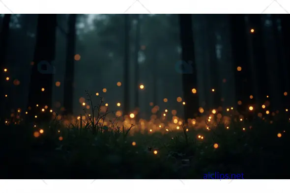 Enchanted Forest with Glowing Fireflies – Magical Night Scene
