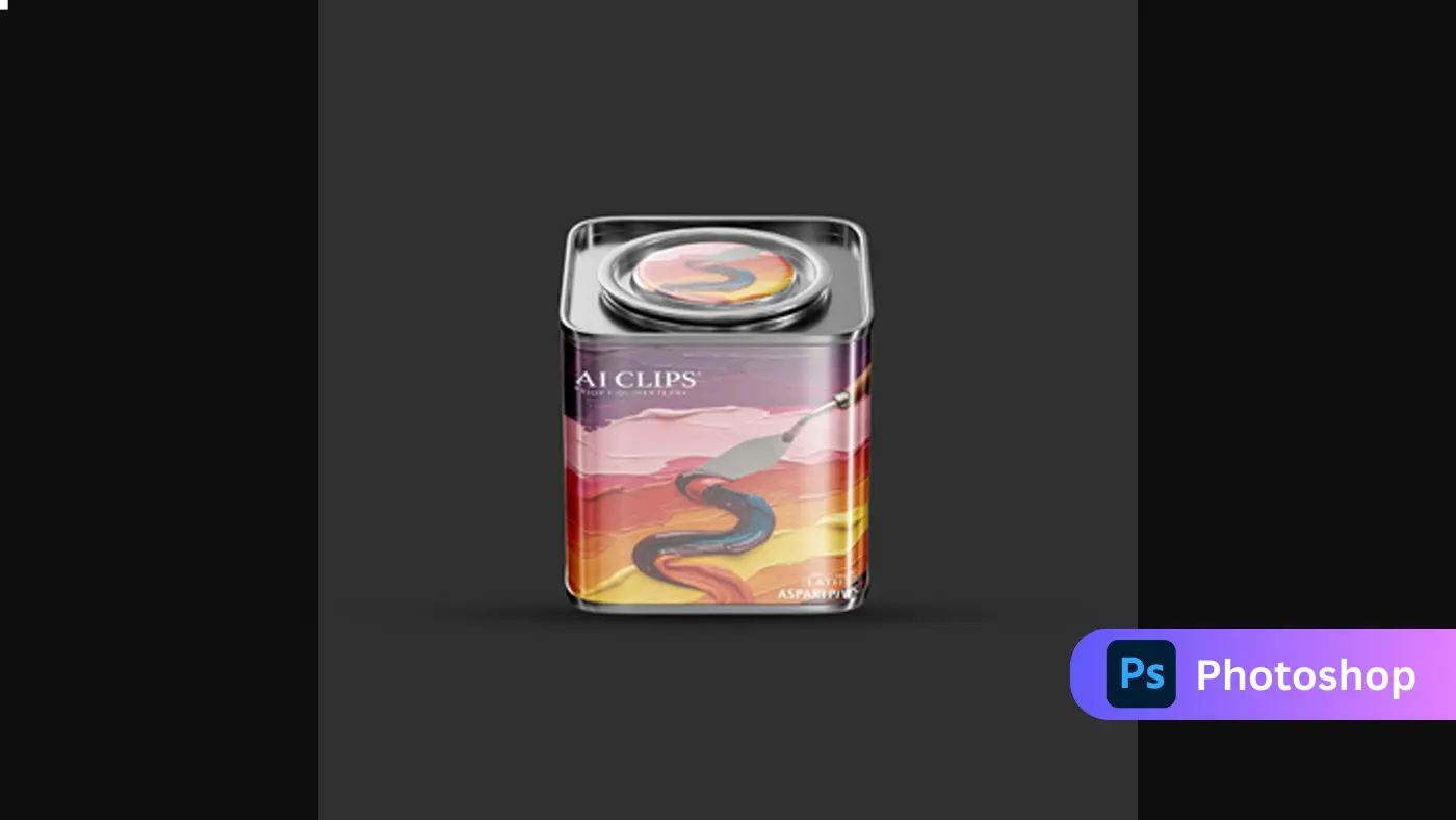 Square Glass Jar Mockup Artistic Paint Packaging
