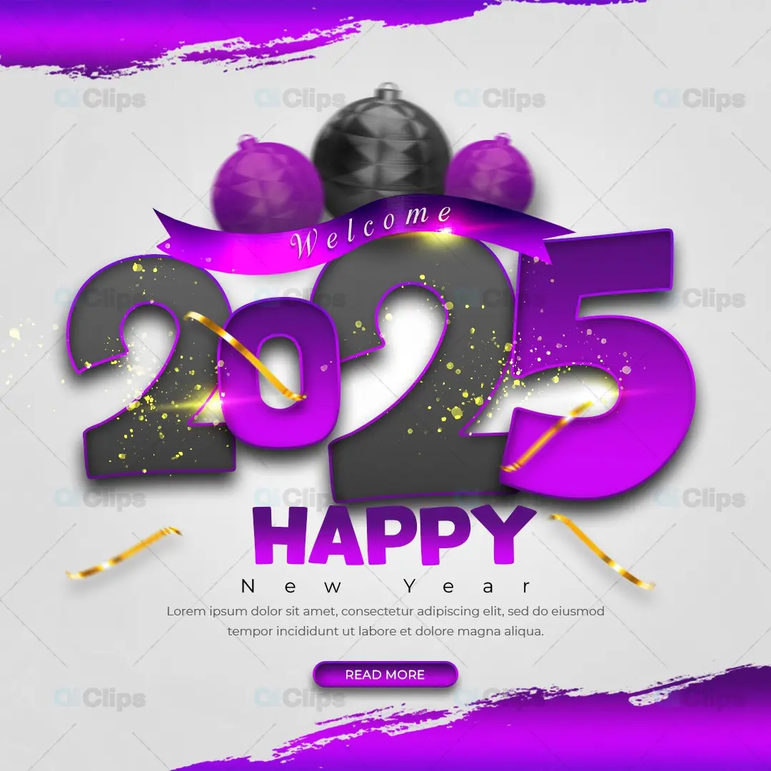 Happy New Year 2025 Celebration PSD Template