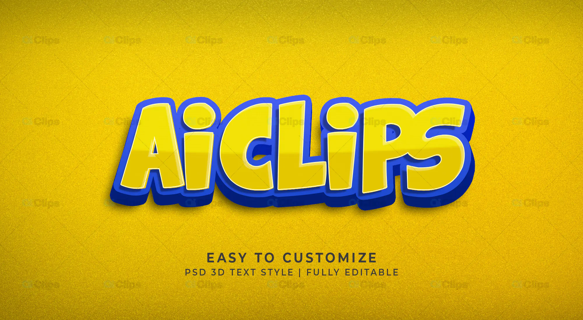 Bold 3D Yellow and Blue Text Effect PSD