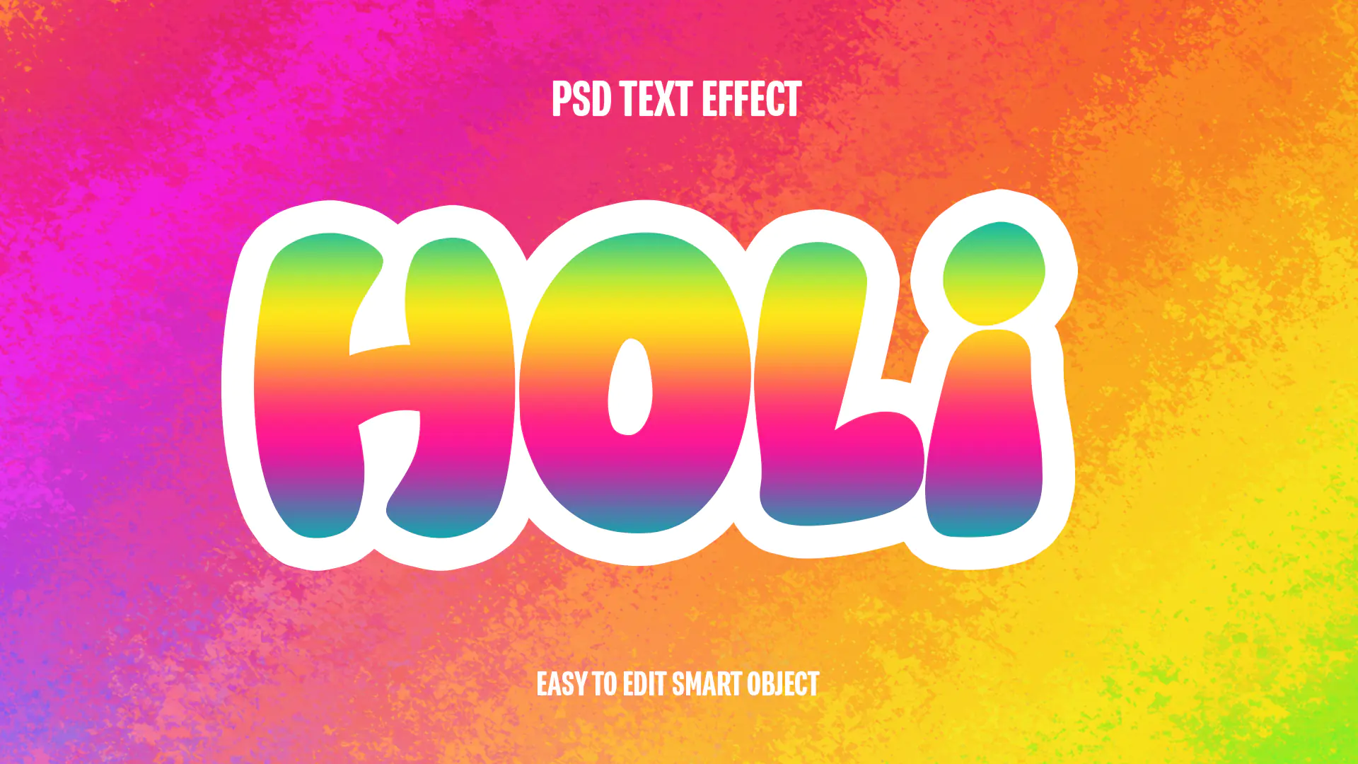 Rainbow Gradient Vibrant Holi Text Effect
