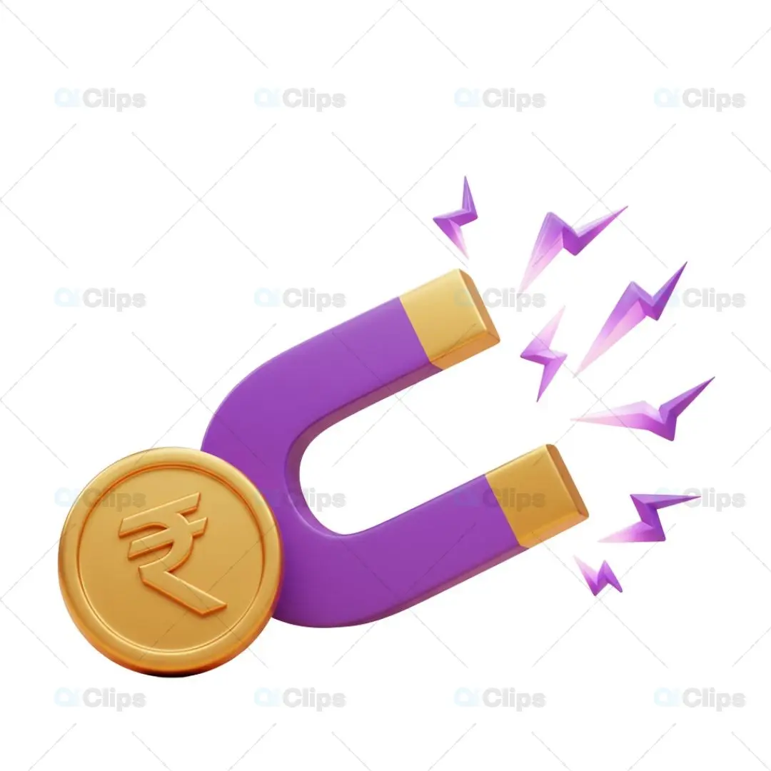 3D Rupee Magnet Illustration for Financial Concepts