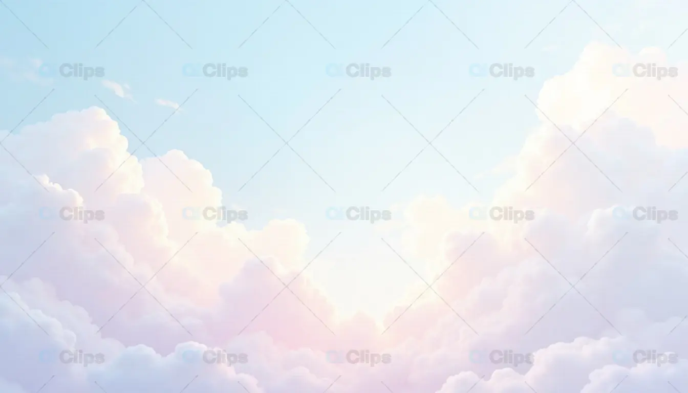 Soft Pastel Sky with Fluffy Clouds at Sunrise