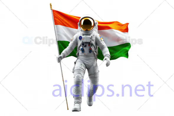 Indian Astronaut Holding National Flag 3D