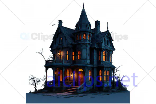 Haunted 3D Victorian Mansion Illustration