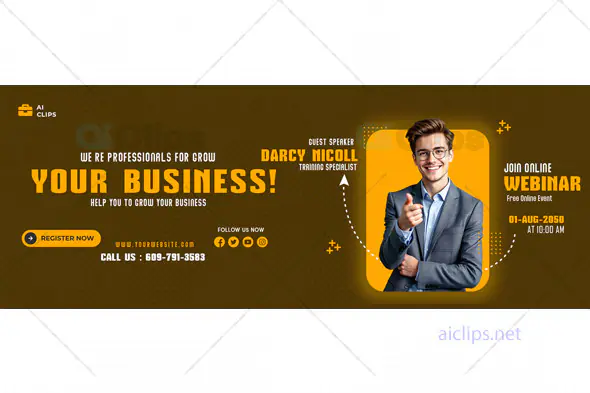 Business Webinar Promotion Banner PSD Template