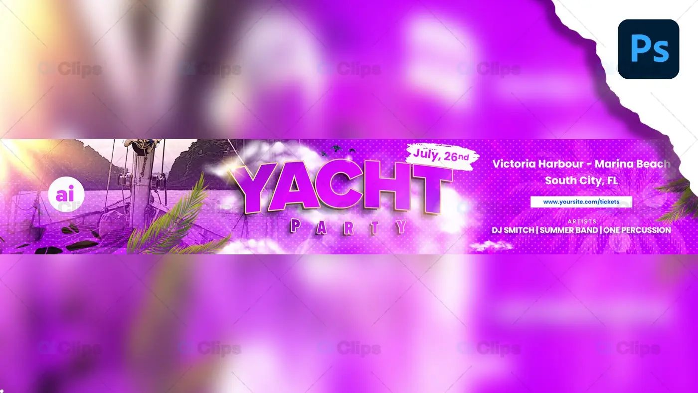 Yacht Party Event Banner PSD Template