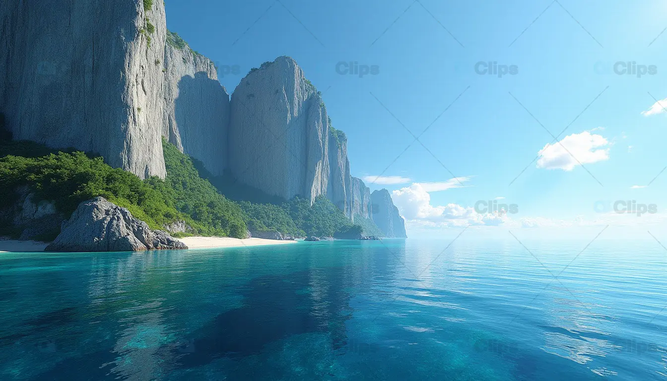 Majestic Coastal Cliffs with Crystal Clear Waters