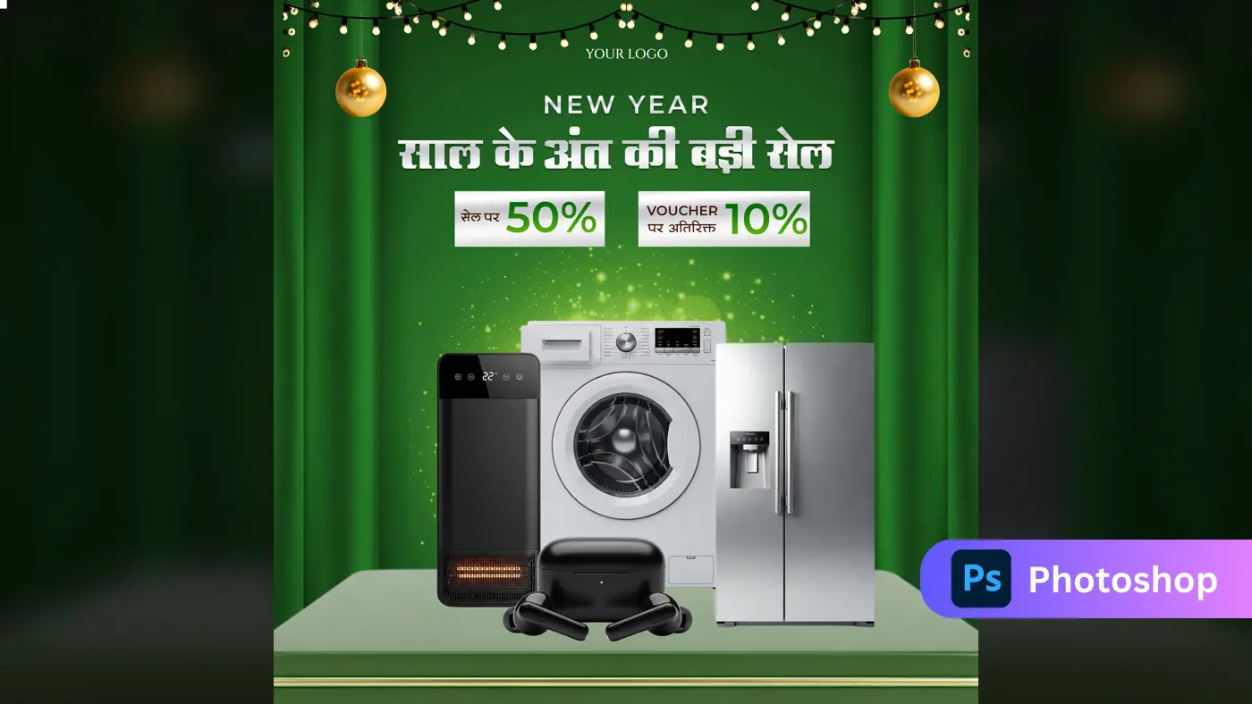 Green Hindi New Year Appliance Sale Template