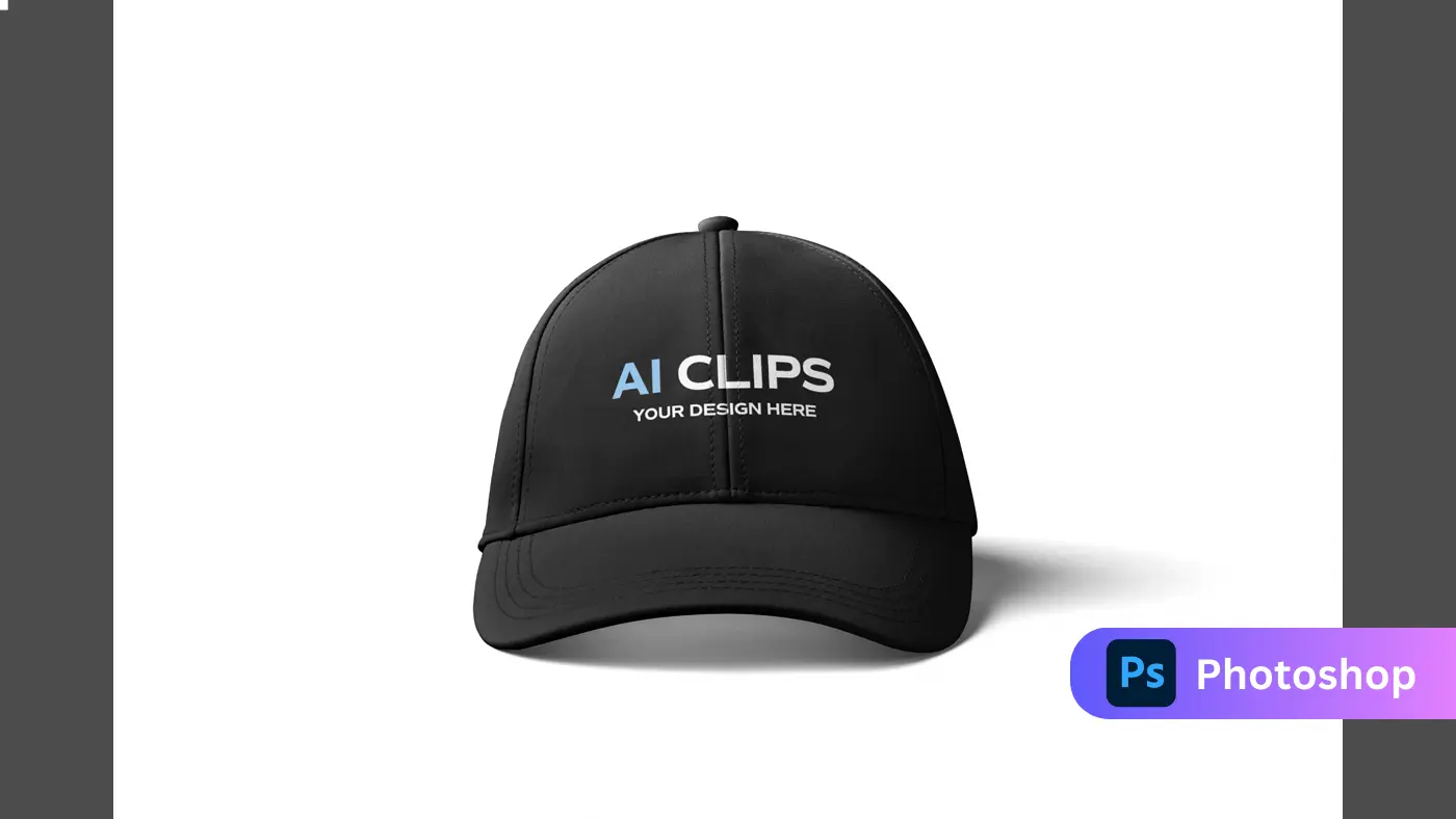 Black Cap Logo Mockup Centered Front Embroidery