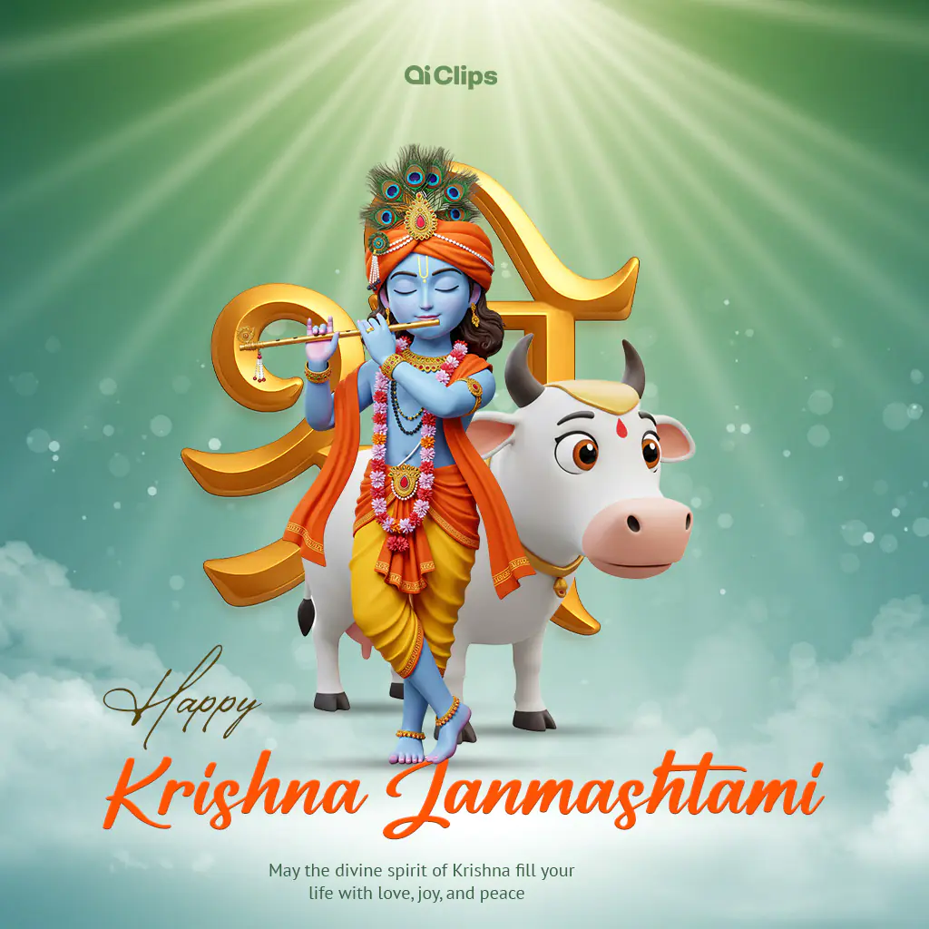 Enhanced Krishna Janmashtami Celebration Artwork