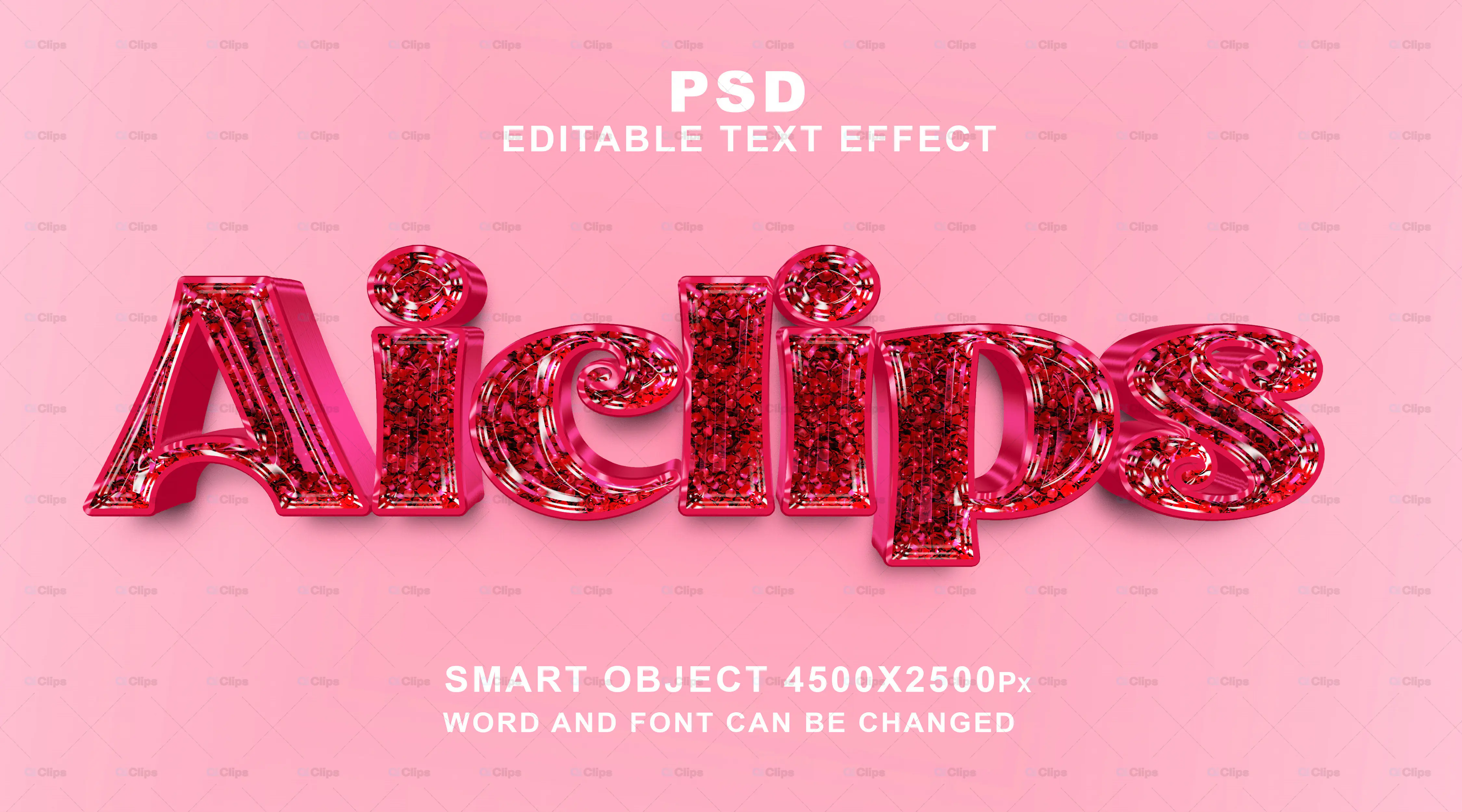 Sparkling Glitter 3D Text Effect PSD