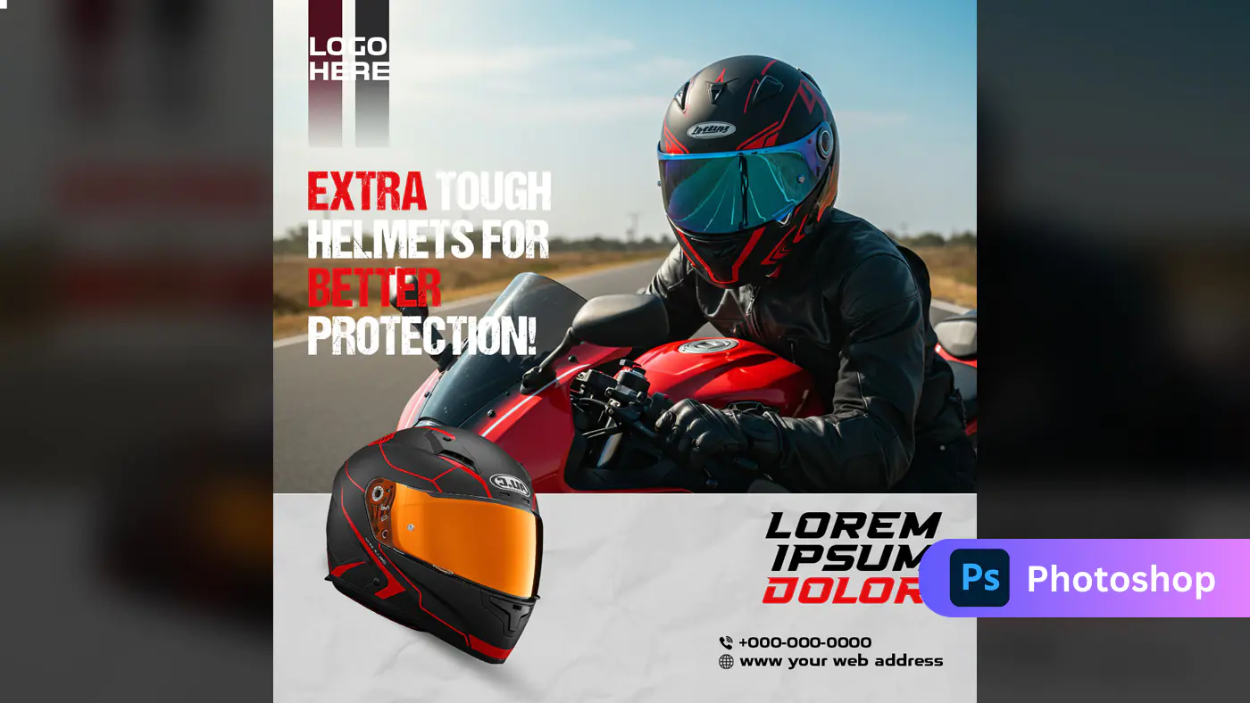 Motorcycle Helmet Safety Promotion Template