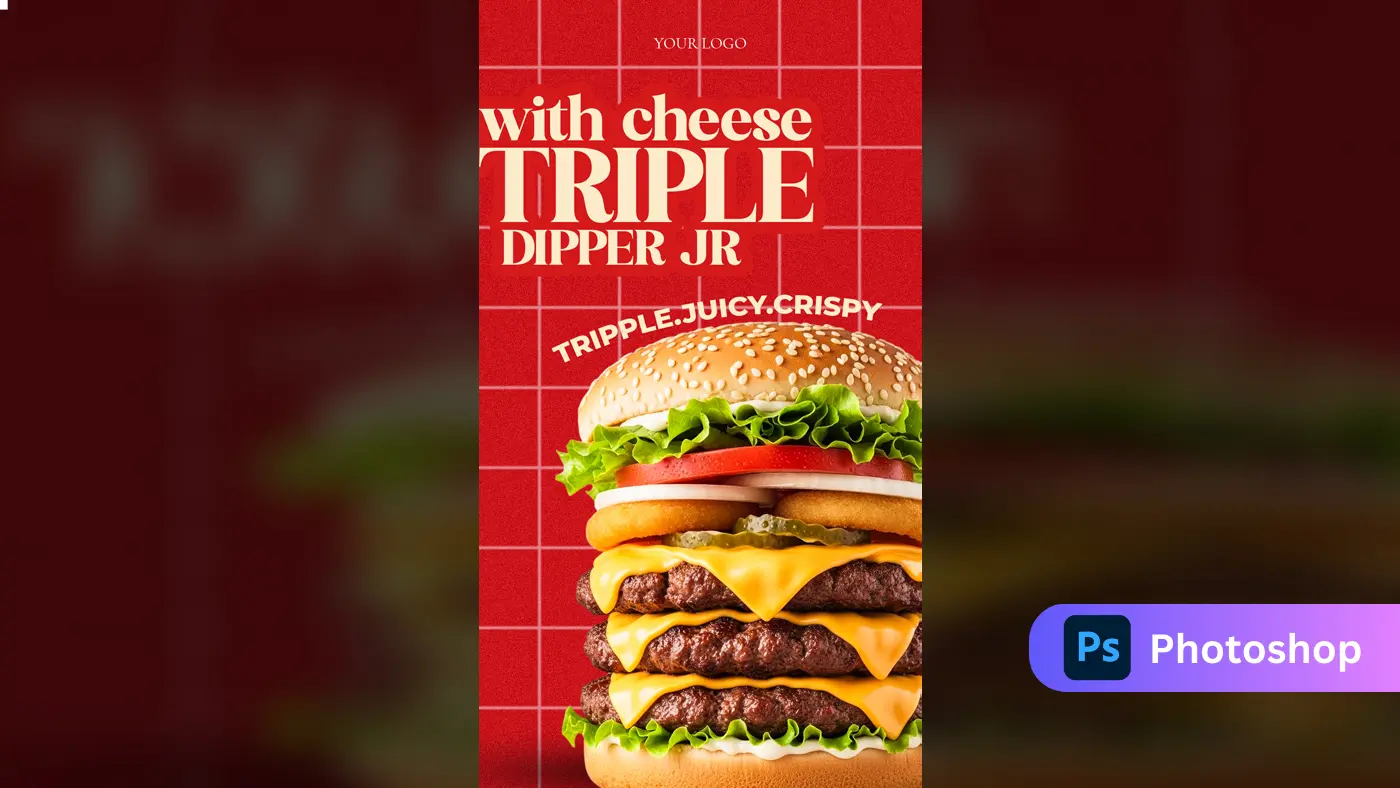 Gourmet Triple Burger Ad Template