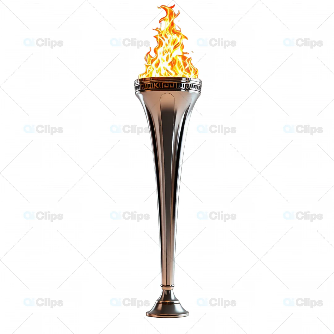Sleek 3D Ceremonial Torch with Flame