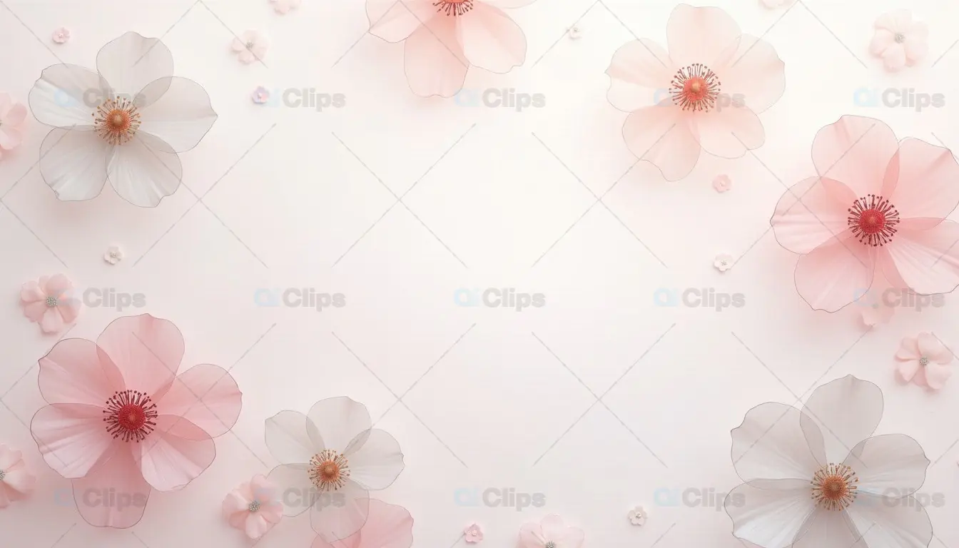 Pastel Pink and White Petals with Minimalist Layout