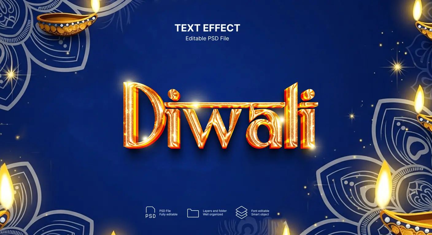 Premium Diwali Golden Text Template