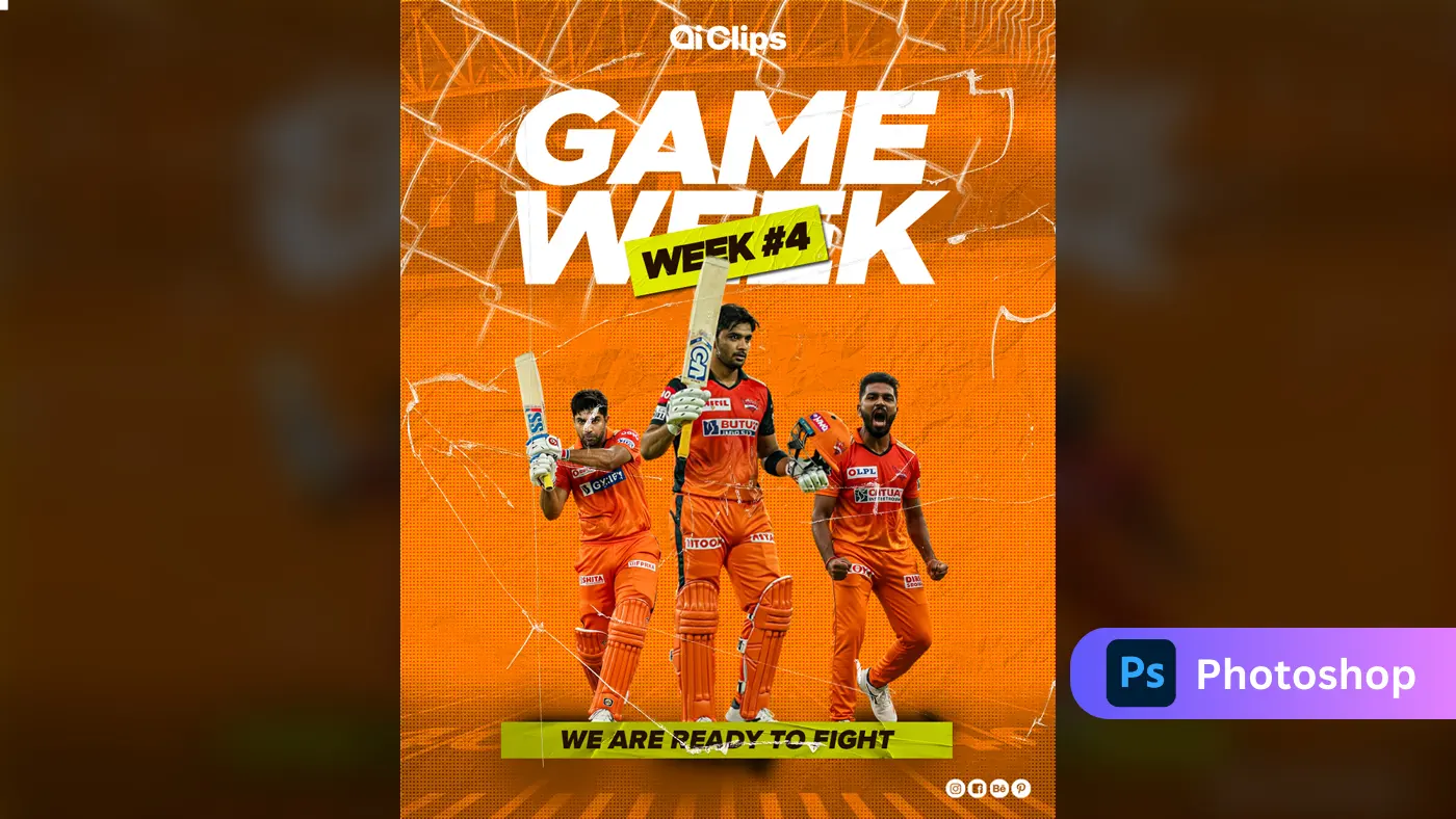 Dynamic Cricket Game Week 4 Photoshop Template