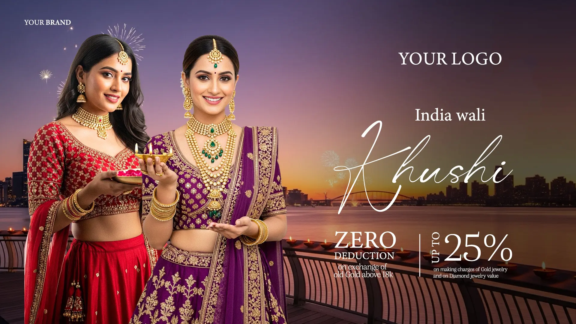 Festive Jewelry Offer Ad Banner Template