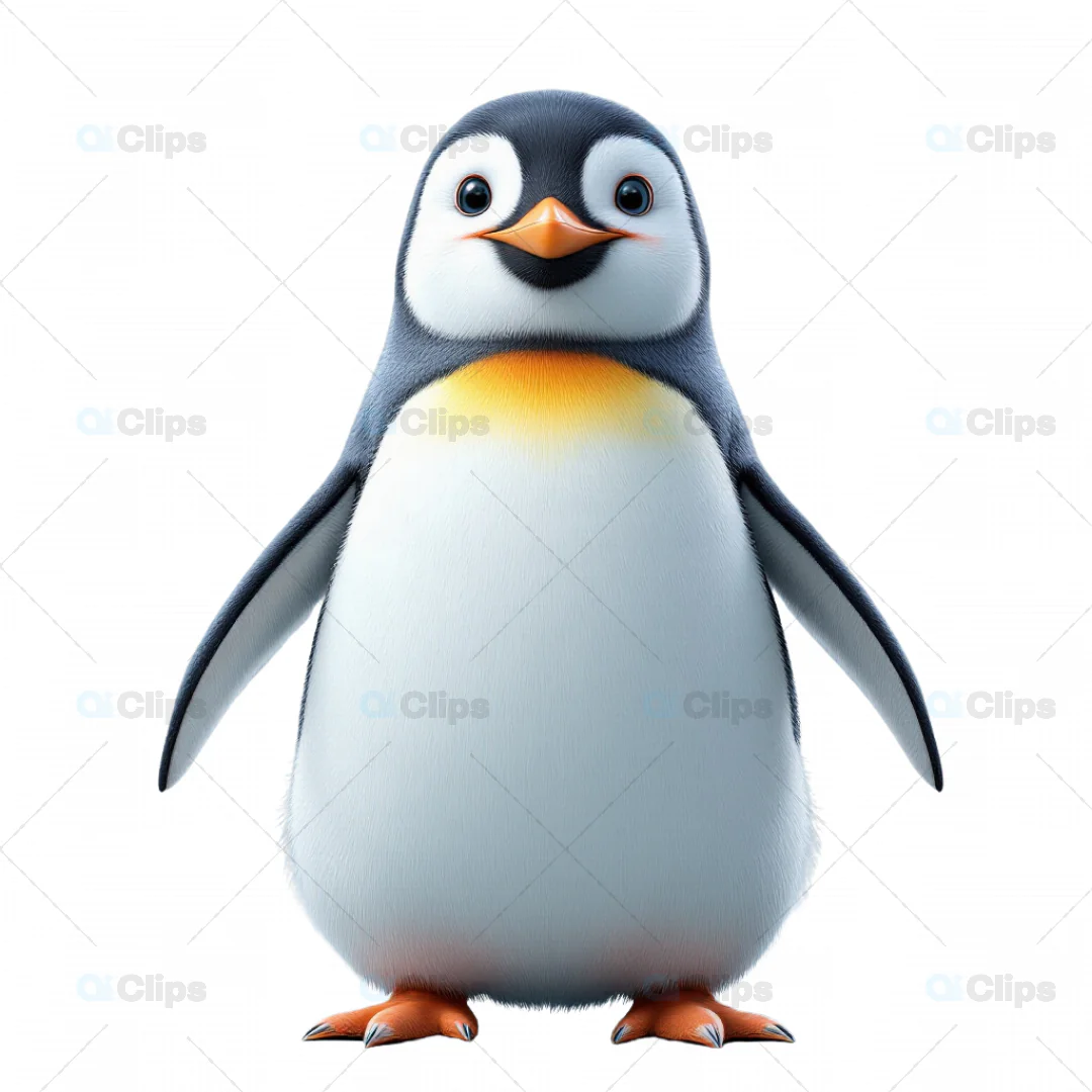 Cheerful Baby Penguin Character 3D Model