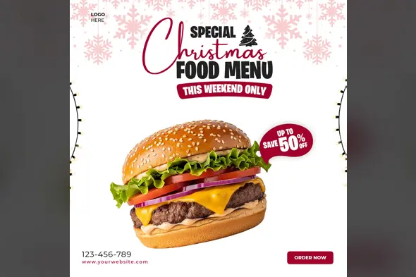Festive Burger Holiday Menu Promotion Template