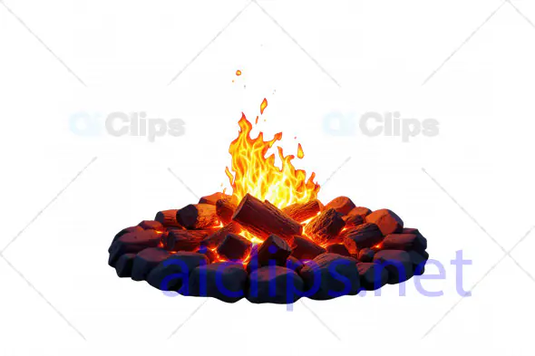 Realistic Campfire with Glowing Flames 3D Model